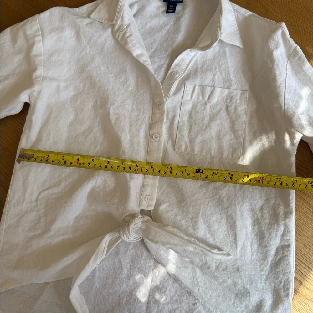 Linen Blend White Button-Up Women’s Shirt